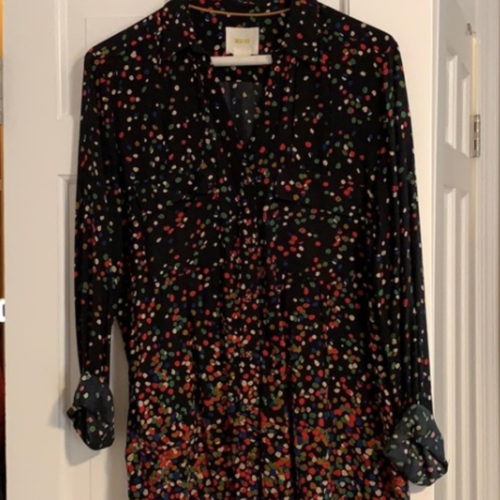 Anthropologie button down, confetti polka dot